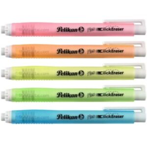 Borrador en Forma de Lápiz, Tipo Bolígrafo, Portagomas Retráctil Recargable, Pelikan Fluo Click Eraser