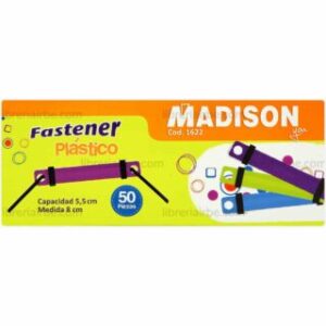 Nepacos Plásticos, Fastener de Colores, MADISON, Caja de 50 Piezas