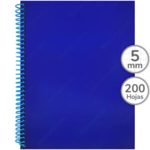 Cuaderno Tamaño Carta, Espiral de Plástico, Tapa Dura, Ediciones Central, con 200 Hojas Cuadriculadas 5 mm
