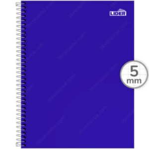 Cuaderno Tamaño Carta, Espiral de Metal, Tapa Dura, LIDER Pleno, con 100 Hojas Cuadriculadas 5 mm