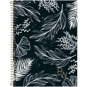 Cuaderno Tamaño Carta, Espiral de Metal, Tapa Dura, Tilibra B&W, con 80 Hojas Cuadriculadas 5 mm