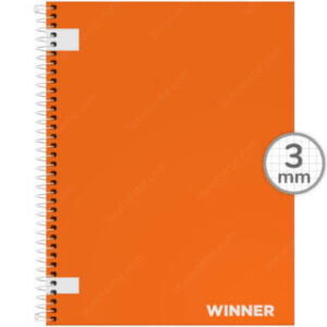 Cuaderno Tamaño Carta, Espiral de Plástico, Tapa Dura, WINNER, con 100 Hojas Cuadriculadas 3 mm (Menuda)