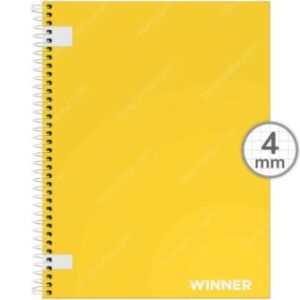 Cuaderno Tamaño Carta, Espiral de Plástico, Tapa Dura, WINNER, con 100 Hojas Cuadriculadas 4 mm (Intermedia)