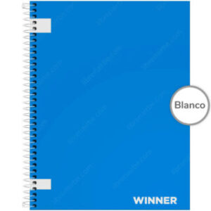 Cuaderno Tamaño Carta, Espiral de Plástico, Tapa Dura, WINNER, con 100 Hojas Blancas, sin Margen