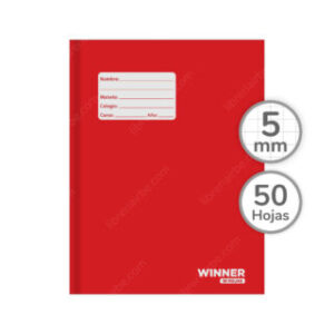 Cuaderno Tamaño Medio Oficio, Empastado, Tapa Dura, WINNER, con 50 Hojas Cuadriculadas 5 mm
