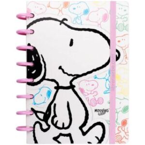 Cuaderno Inteligente, Tamaño A5, Sistema de Discos, Mooving Loop, Snoopy, con 80 Hojas Rayadas de 90 g/m²