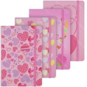 Cuaderno, Libreta, Tamaño A5, Empastado, Tapa Dura, con 80 Hojas Cuadriculadas de 5 mm – Love