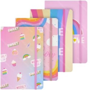 Cuaderno, Libreta, Tamaño A5, Empastado, Tapa Dura, con 80 Hojas Cuadriculadas de 5 mm – Arcoiris