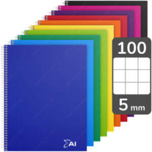 Cuaderno Tamaño Carta, Espiral de Plástico, Tapa Dura, American Iris, con 100 Hojas Cuadriculadas 5 mm
