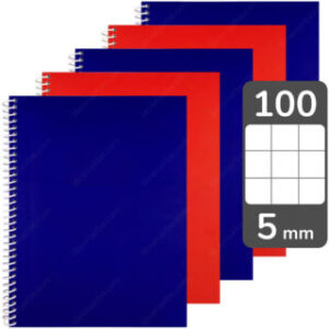 Cuaderno Tamaño Carta, Espiral de Plástico, Tapa Flexible, Ediciones Central, con 100 Hojas Cuadriculadas 5 mm