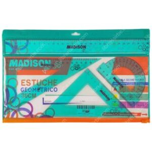 Estuche Geométrico 30 cm de 4 Piezas con Cierre MADISON Esmeralda