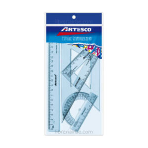 Estuche Geométrico, Artesco, Color Cristal, 4 Piezas – 20 cm