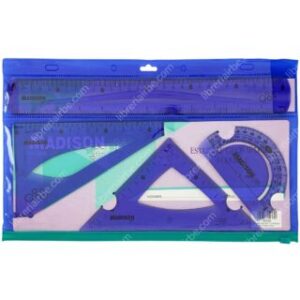 Estuche Geométrico Flexible 30 cm de 4 Piezas con Cierre MADISON Azul