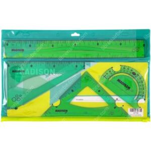 Estuche Geométrico Flexible 30 cm de 4 Piezas con Cierre MADISON Esmeralda