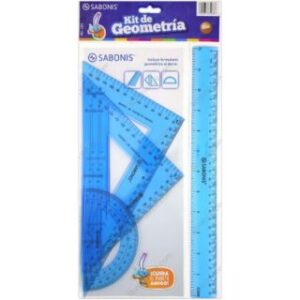 Estuche Geométrico, de Plástico, 30 cm, Set con 4 Piezas, SABONIS