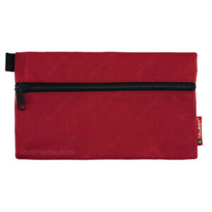 Estuchera Plana, de Tela, 1 Compartimiento, con Cierre y Correa, TALBOT – Rojo