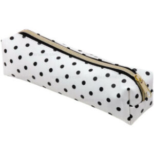 Estuchera de 1 Cierre, con Estampado, BRW Soul – Blanco con Puntos Negros