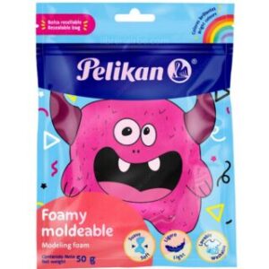 Foamy Moldeable, Plastilina, Masa de Goma EVA, Pelikan, Bolsa de 50 gramos, Magenta