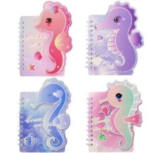 Libreta de Anotaciones, Cuaderno Anillado, Pequeño, con 60 Hojas Rayadas de 75 g/m², Weibo, en Forma de Caballito de Mar