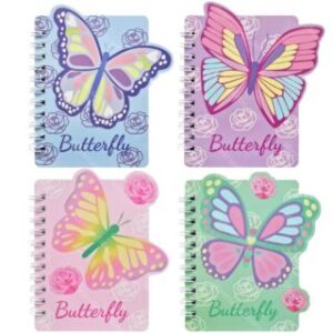 Libreta de Anotaciones, Cuaderno Anillado, Pequeño, con 60 Hojas Rayadas de 75 g/m², Weibo, en Forma de Mariposa