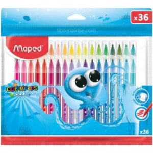 Marcadores Escolares Lavables Maped Color’Peps Ocean Plus, Set de 36 Colores