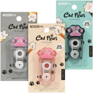 Mini Corrector en Cinta, con Forma de Patitas de Gatitos, de 5 mm x 6 m, TWINGO – Transparentes