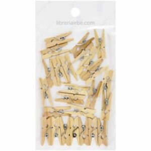 Mini Ganchitos de Madera para Decoraciones, Paquete de 25 Piezas en Color Natural