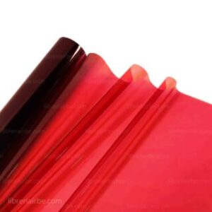 Papel Celofán Transparente de Colores, Pliego de 70 x 110 cm, para Envolver, Regalos, Manualidades – Rojo