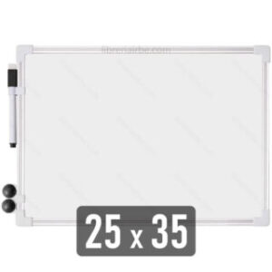 Pizarra Magnética Blanca, Doble Cara, con Marco de Aluminio + 1 Marcador y 2 Imanes, 25 x 35 cm