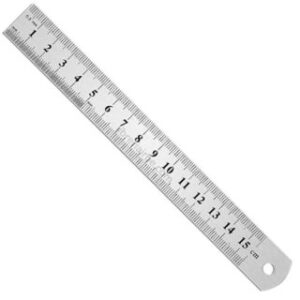 Regla Metálica de 15 cm, Escala en cm, mm y Pulgadas