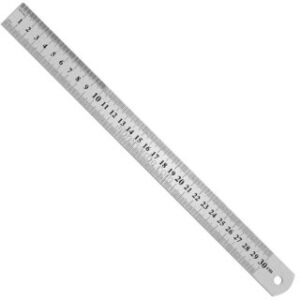 Regla Metálica de 30 cm, Escala en cm, mm y Pulgadas