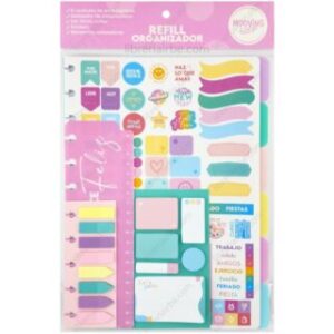 Repuesto Organizador para Cuaderno Inteligente, Tamaño Carta, Sistema de Discos, Mooving Loop, con Separadores, Stickers, y Notas Adhesivas