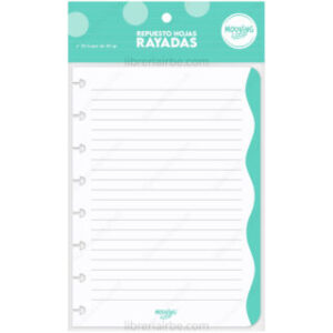 Repuesto para Cuaderno Inteligente, Tamaño A5, Sistema de Discos, Mooving Loop, con 30 Hojas de 90 g/m² – Rayadas