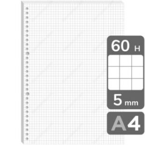 Repuestos para Cuaderno Infinito, Minimalista, Paquete con 60 Hojas de 65 g/m², 30 Perforaciones, Tamaño A4, Cuadriculadas