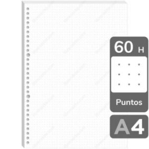 Repuestos para Cuaderno Infinito, Minimalista, Paquete con 60 Hojas de 65 g/m², 30 Perforaciones, Tamaño A4, Punteadas