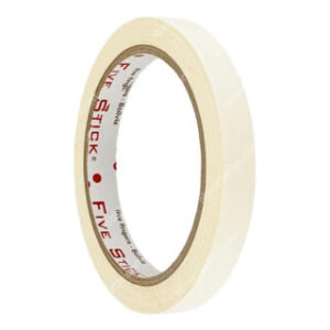 Masking Tape, Cinta Adhesiva de Papel, Five Stick, Rollo de 26 Yardas x 1/2″ (12 mm)