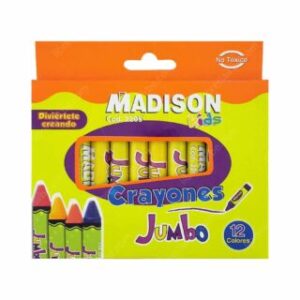 Crayones de Cera Jumbo MADISON Kids, Caja de 12 Colores