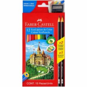 Set 12 EcoLápices de Colores Faber-Castell + 2 EcoLápices de Grafito y Tajador