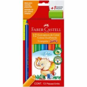 Set 12 EcoLápices de Colores Jumbo Triangulares Faber-Castell + Tajador
