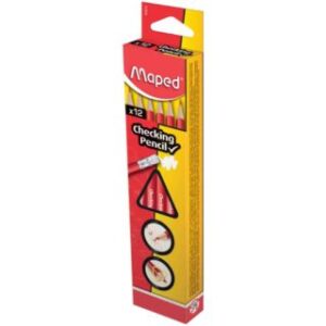 Caja 12 Lápices Rojos Triangulares con Goma Maped Checking Pencil