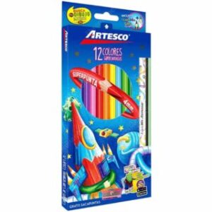 Set 12 Lápices de Colores Artesco + 1 Lápiz de Grafito y 1 Lápiz Mix