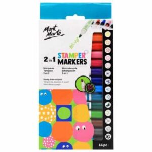Marcadores con Sellos en la Tapa, 2 en 1, Mont Marte, Set de 14 Colores