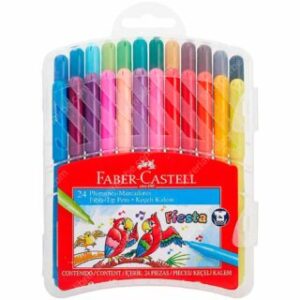 Set de 24 Marcadores Escolares Lavables Faber-Castell Fiesta con Estuche Rígido