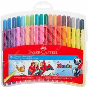 Set de 36 Marcadores Escolares Lavables Faber-Castell Fiesta con Estuche Rígido