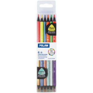 Set 6 Lápices Bicolores Triangulares MILAN (fluo + metalicos)