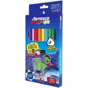Set de 12 Lápices de Colores Jumbo Triangulares + Sacapuntas Artesco