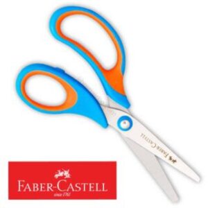 Tijera Escolar Punta Roma de 13 cm, Pequeña, Faber-Castell, Soft Touch